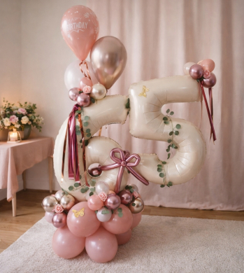 Zahl 65 mit Blumendeko