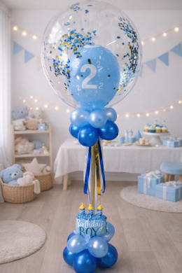 Konfettiballon zum 2. Geburtstag mit Torte