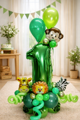 1 in Grün mit Tieren