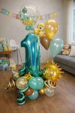 Ballonzahl in Mint, Gold und Braun