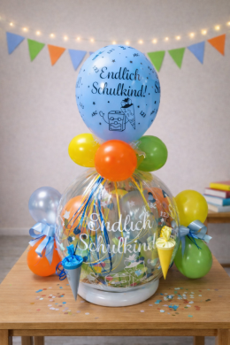 Geschenkballon in bunt für Jungs zum Schulanfang