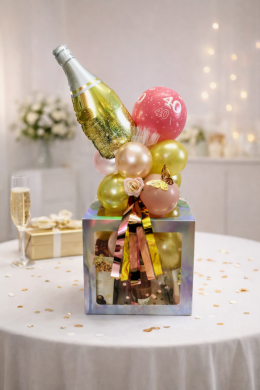 Box zum Geburtstag mit Sektflasche