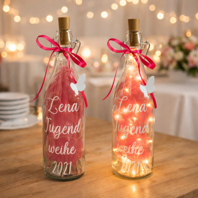 Leuchtflasche in Pink