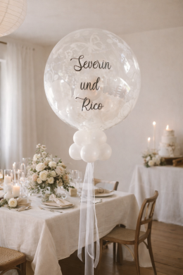 Hochzeitsballon in Weiß mit Namen