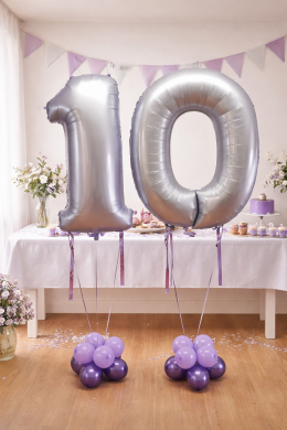 Zahl 10 in Flieder mit Ballongewicht