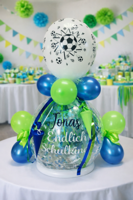 Geschenkballon zur Einschulung mit Fußball