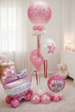 Ballons in Rosa zur Geburt