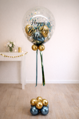 Konfetti Ballon Gold und Blau