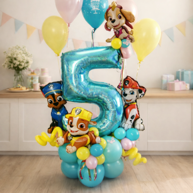 Paw Patrol Zahl 5 in Türkis