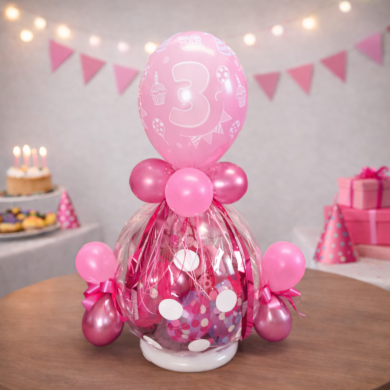 Geschenkballon in Rosa und Pink