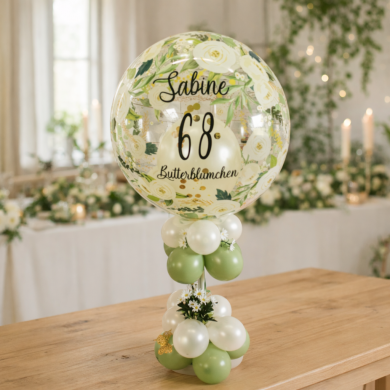Ballon mit Blumen und festem Ständer