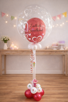 Dekoration für den Schulanfang in Pink und Weiß