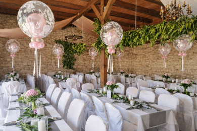 Tischballons mit Doppelballon am Gewicht