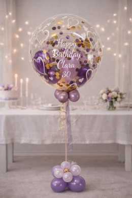 Konfettiballon in Gold und Lila