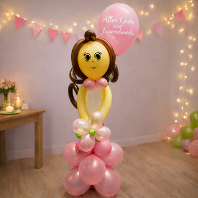 Mädchen mit braunen Haaren zur Jugendweihe