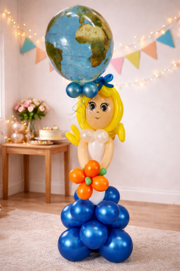 Mädchen in Blau mit Weltkugel