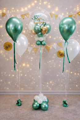 Ballondekoration in Chrome Grün und Weiß