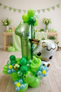 Zahl 1 in Grün mit Kuh