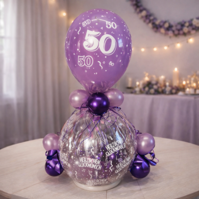 Geburtstagsballon Lila mit Zahl