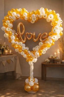 Herz mit love in Gold und Weiß