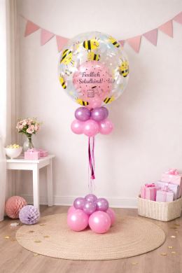 Doppelballon zur Schuleinführung mit Bienen