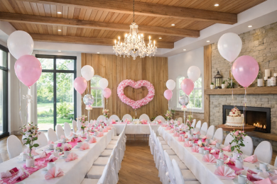 Tischdekoration mit zwei Ballons