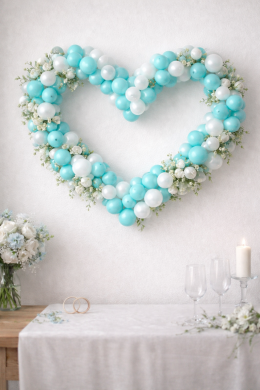 Herz in Türkis und Weiß hängend