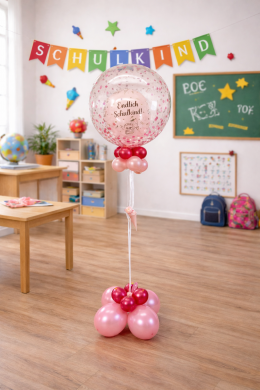 Doppelballon in Rosa zur Schuleinführung