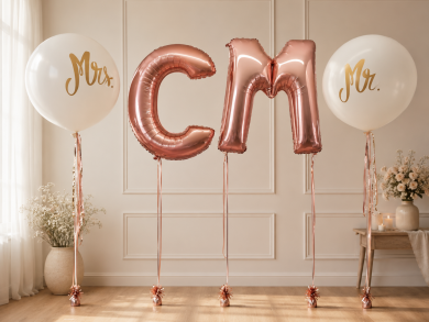 Ballonbuchstaben mit Mr. und Mrs. Ballon