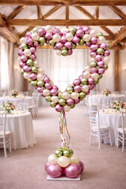 Herz in Altrosa, Chrom Grün und Creme