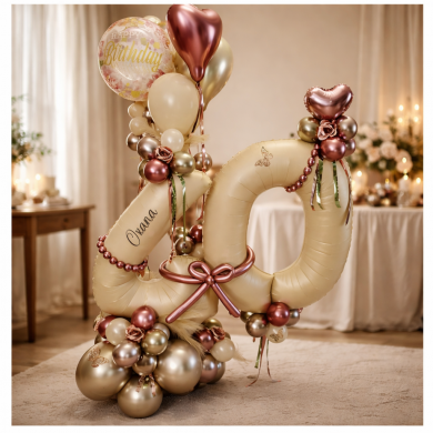 Ballonzahl 40 in Creme