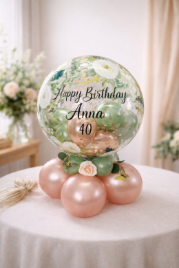 Tischballon in Eukalyptus und Rosegold