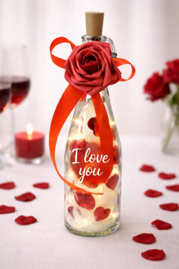 Leuchtflasche mit Rose