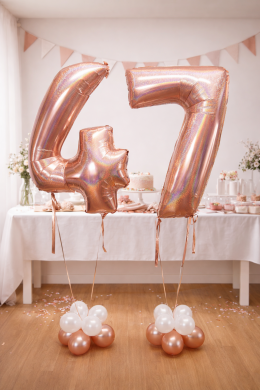 Zahl 47 in Rosegold mit Ballongewicht