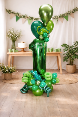 Ballonzahl in Grün mit Dino