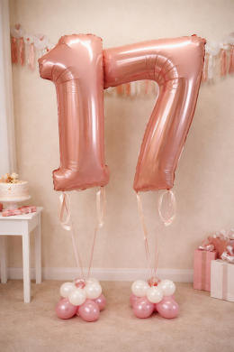 Rosa Ballonzahlen mit Gewicht
