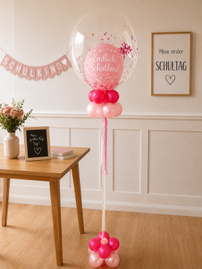 Ballon für den Schulanfang in Pink und Rosa