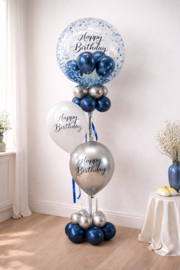 Ballon zum Geburtstag in Silber und Blau