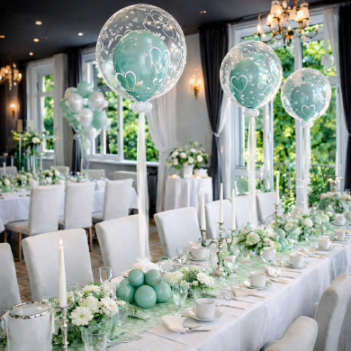 Tischdekoration in Salbei Grün