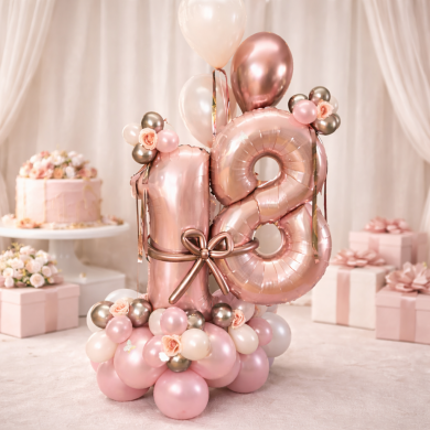 Zahl 18 in Rosatönen