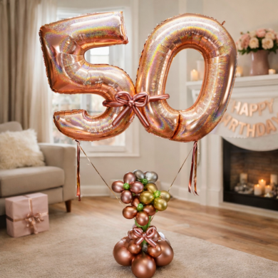 Zahl 50 mit Blumenstrauß