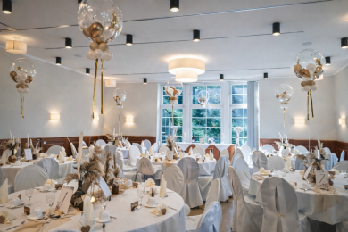 Konfettiballon in Chrom Gold, Weiß und Sand