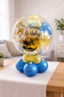 Konfettiballon zum Thema Urlaub