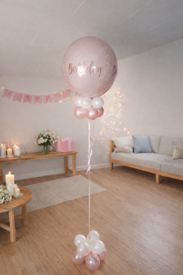 Happy Birthday Ballon in Rosa