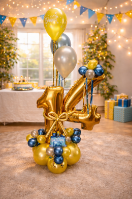 Ballonzahl in Gold und Blau