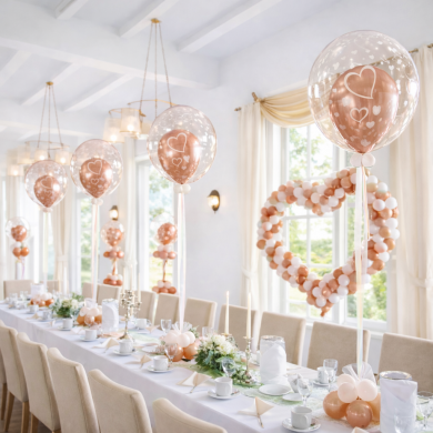 Hochzeitsdekoration in Rosengold
