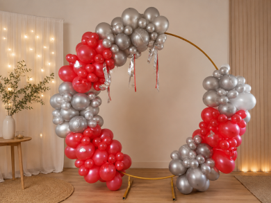 Ballonbogen in Silber und Rot
