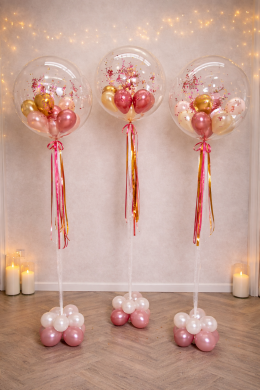 Konfettiballons in Pink mit Gold