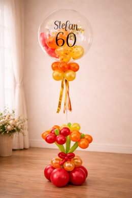 Konfettiballon mit großen Blumenstrauß
