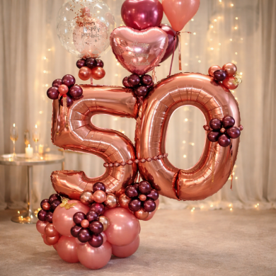 50 in Rosegold und Bordeaux